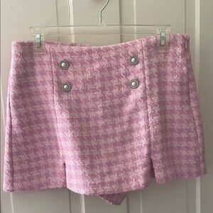 Pink Tweed Mini skort with Button Details